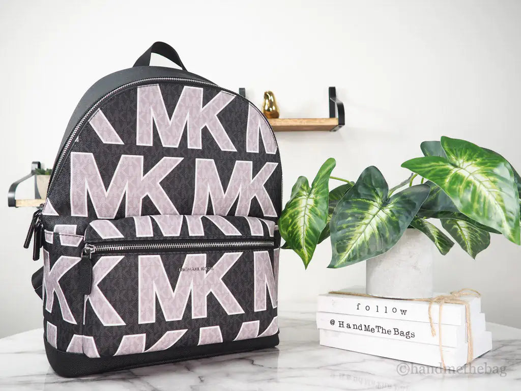 Michael Kors Cooper Black Signature PVC Graphic Logo Backpack