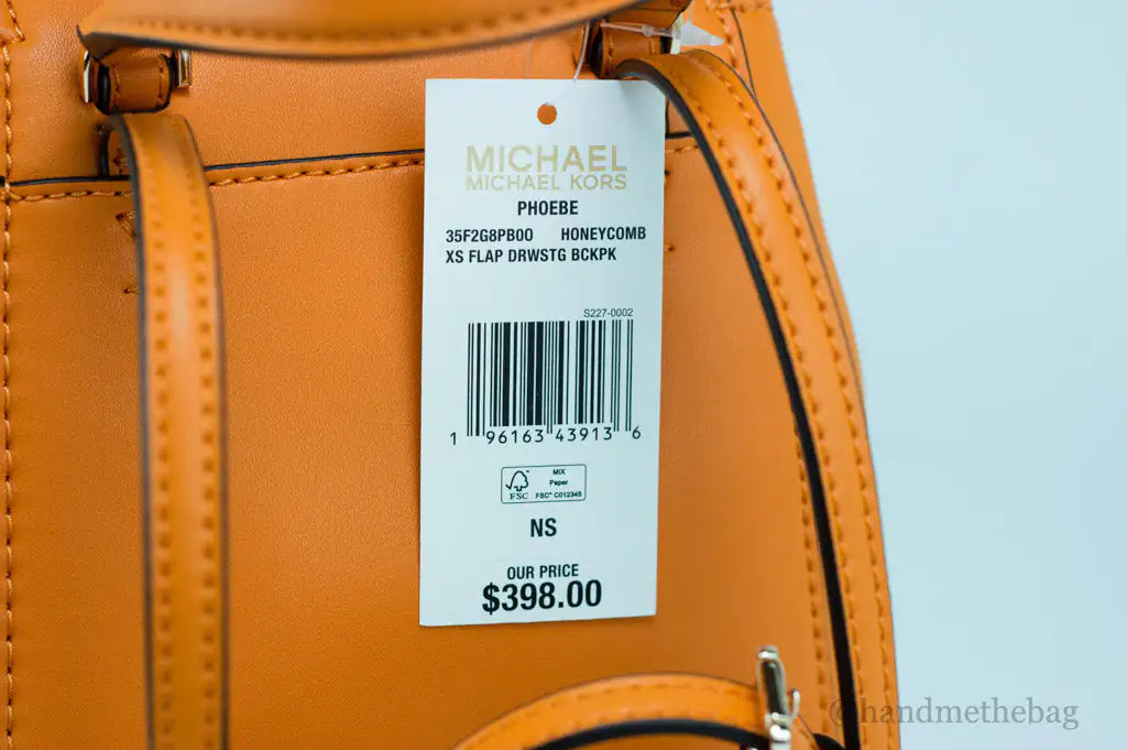 Michael Kors Phoebe Extra Small Honeycomb Smooth Leather Flap Drawstring Backpack