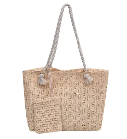 Straw Shoulder Tote Bag