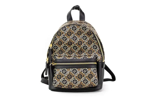 Marc Jacobs Signet Mini Black Logo Printed Leather Backpack