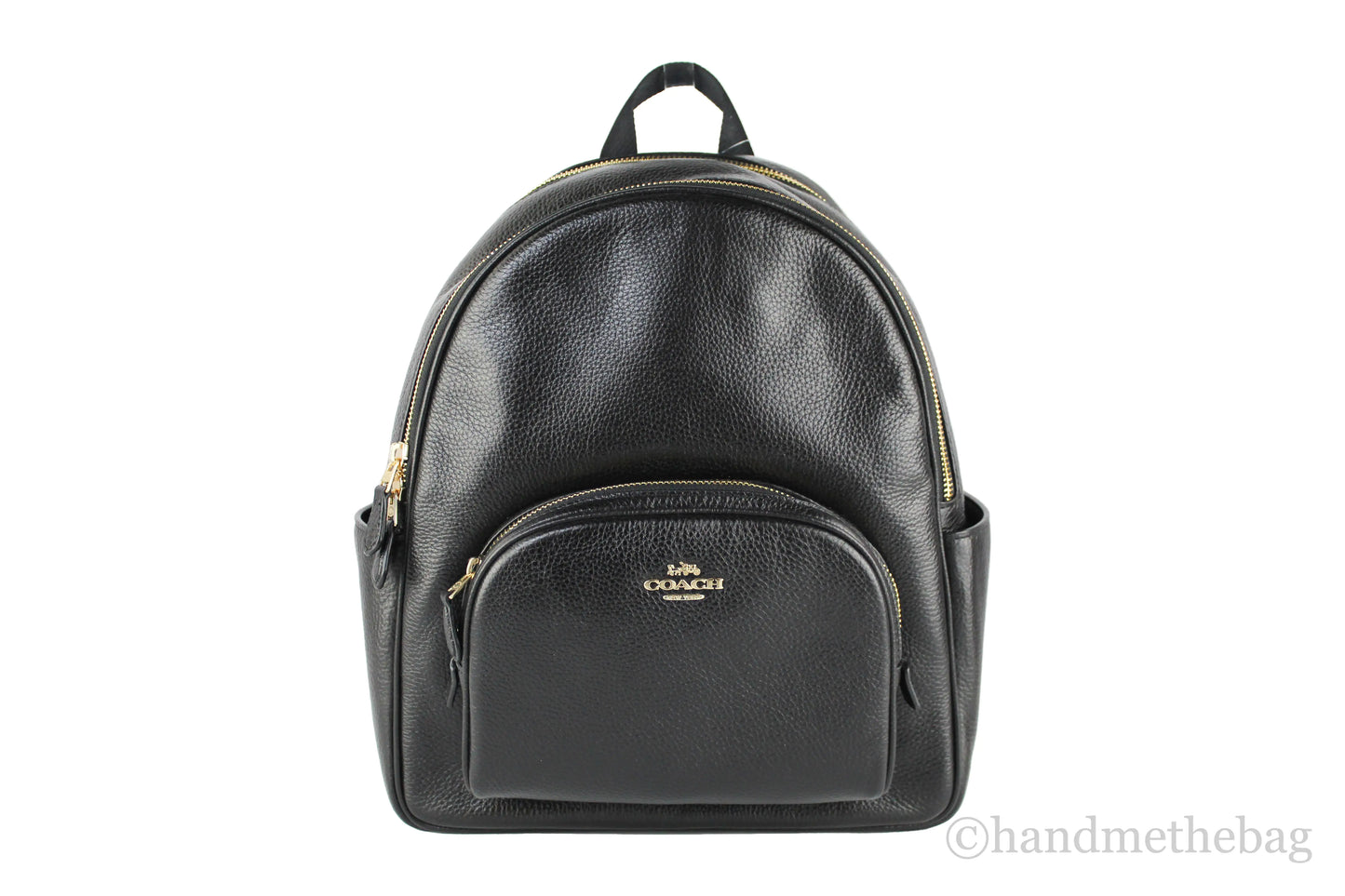 Coach (5666) Court Medium Black Pebbled Leather Backpack Shoulder Bag Bookbag