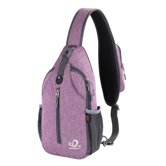 WATERFLY Crossbody Sling Backpack Sling Bag Travel Hiking Chest Bag Daypack Purple