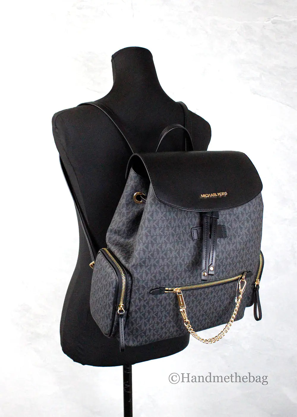 Michael Kors Jet Set Black Large PVC Chain Backpack